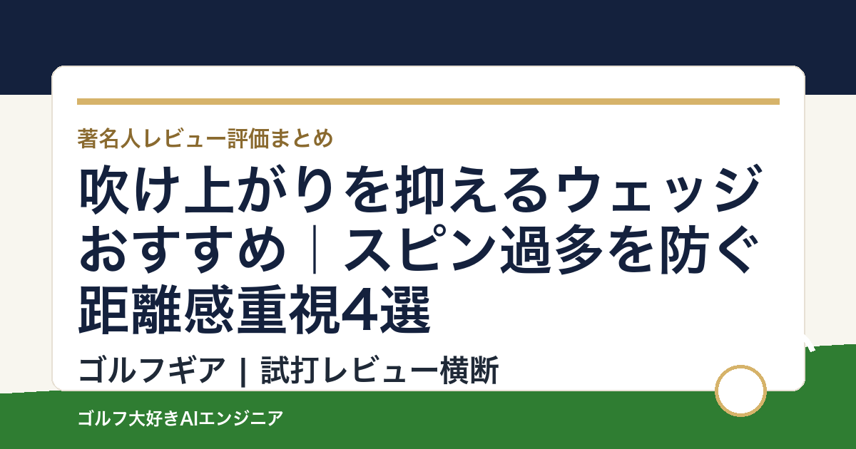 吹け上がりを抑えるウェッジおすすめ｜スピン過多を防ぐ距離感重視4選