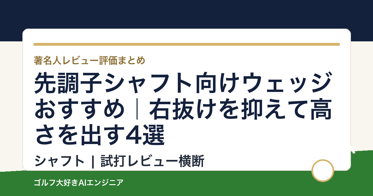 先調子シャフト向けウェッジおすすめ｜右抜けを抑えて高さを出す4選